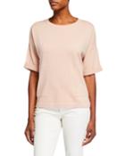 Short-sleeve Cashmere Sweater W/ Pockets