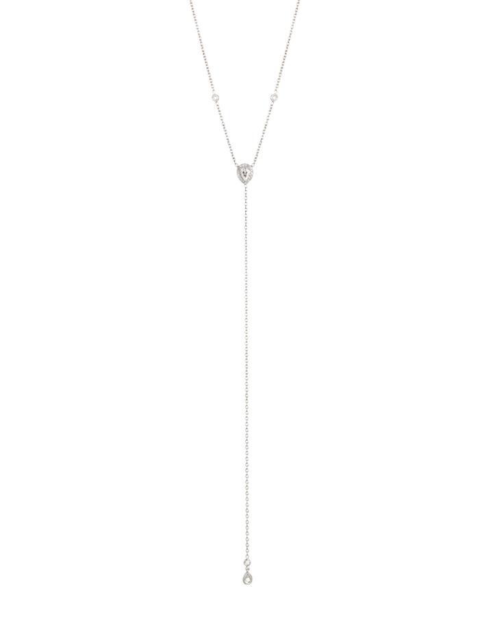 18k White Gold Diamond Pear Y-necklace