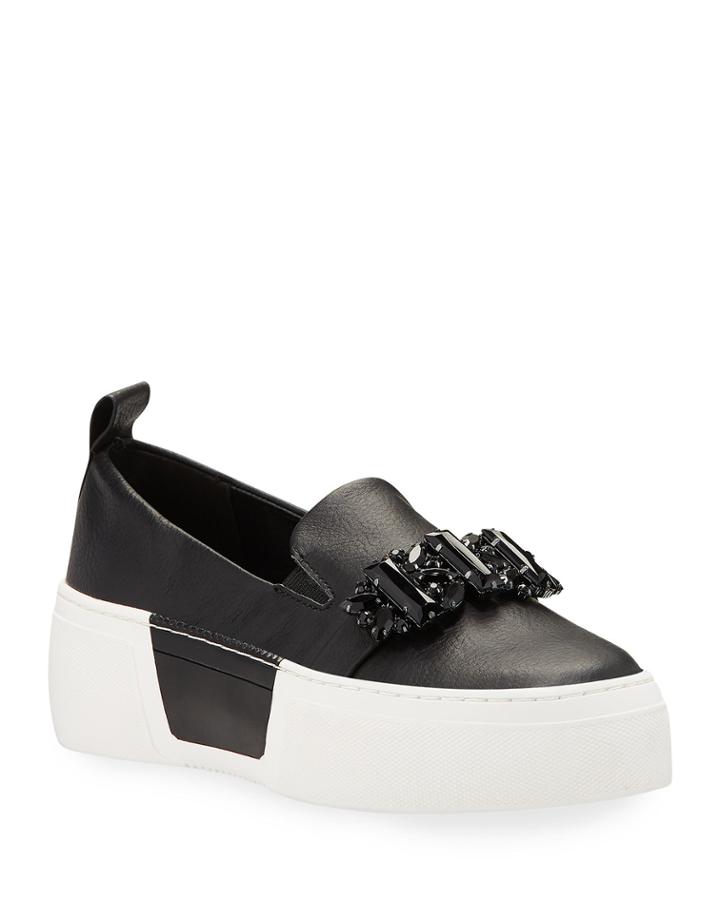 Lamirra Crystal-embellished Leather Platform
