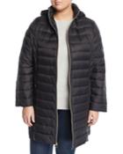Hooded Zip-front Packable Long Jacket,