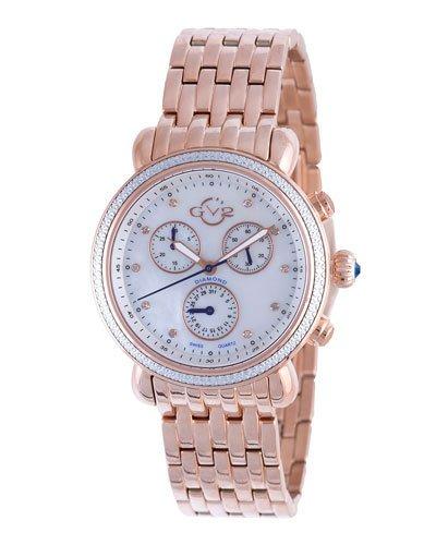 37mm Marsala Sub Eye Chronograph Watch, Rose-tone/pearl