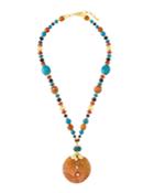 Turquoise, Carnelian & Agate Pendant Necklace