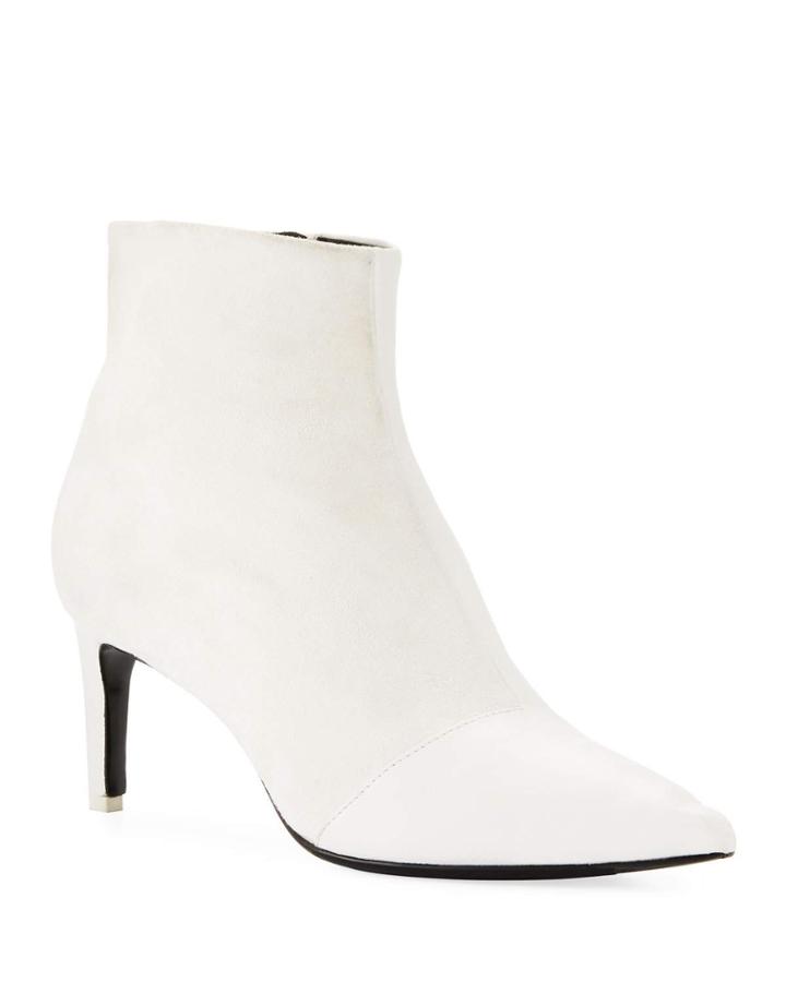 Beha Mixed Leather & Suede Zip Boots, White