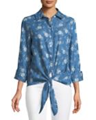 Chambray Rose Tie-front Blouse