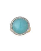 18k Round Aquamarine Ring W/ Diamonds,