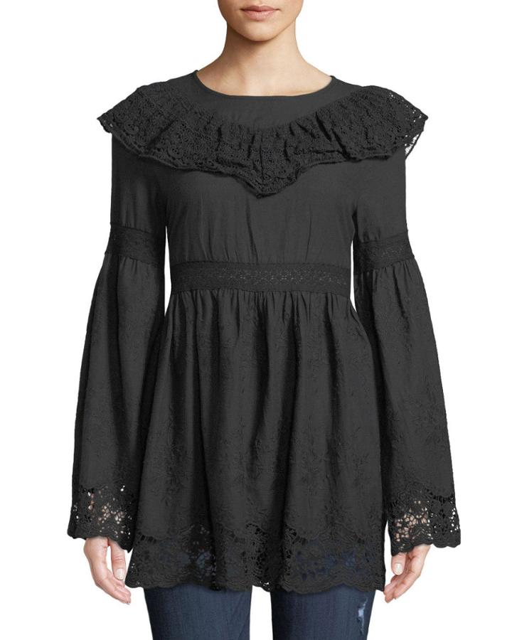 Romantic Ruffle Lace-trim Blouse