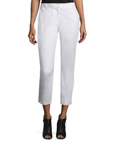 Cropped Stretch-twill Pants, White