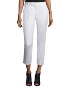 Cropped Stretch-twill Pants, White