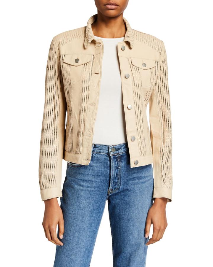 Washed Leather Perforated Jacket