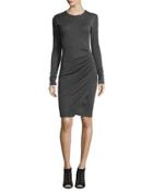 Long-sleeve Ruched Jersey Dress, Derby