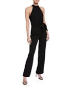 Halter Jumpsuit With Bow