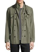 Mr. Tommy Double-breasted Cotton Jacket, Militaire Green