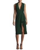 Sleeveless Crepe Dress W/ruffled