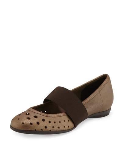 Abia Perforated Ballerina Flat, Bronze
