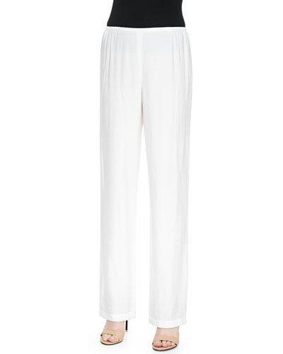 Straight-leg Crinkled Pants, White