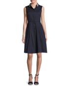 Samiyah Sleeveless Pleated Dress W/ Embellished Collar