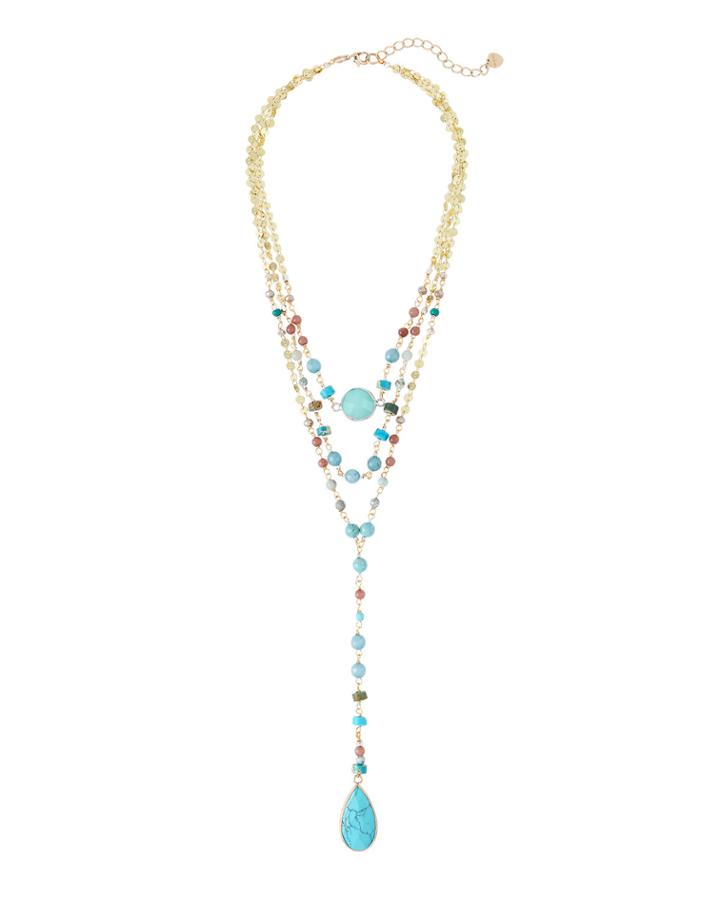 Long Layered Y-drop Necklace, Turquoise