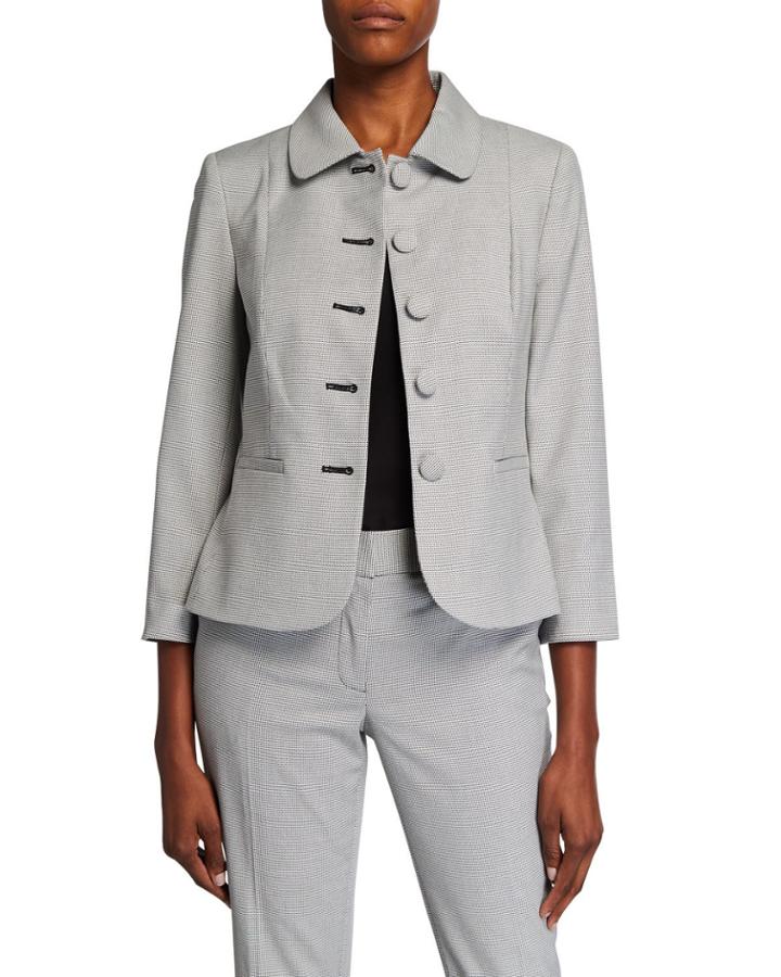 Check-jacquard Button-front Jacket