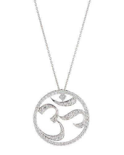 18k White Gold Diamond Om Pendant Necklace