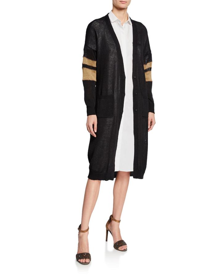 Dry Cotton Duster Cardigan W/ Contrast Arm Band
