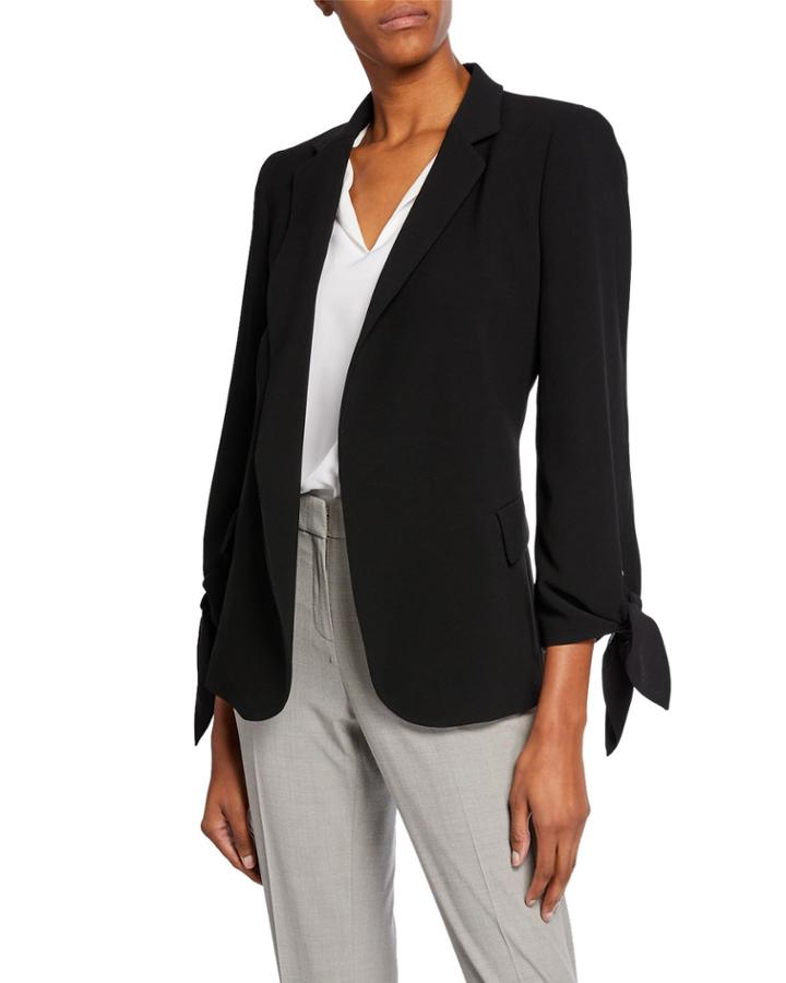 Bria Tie-cuff Open Front Blazer