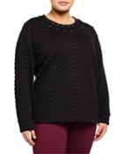 Croc-embossed Lacing Sweatshirt,
