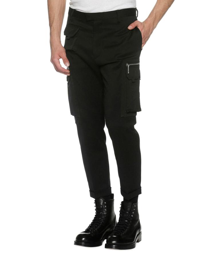 Slim-fit Cargo Trousers, Black