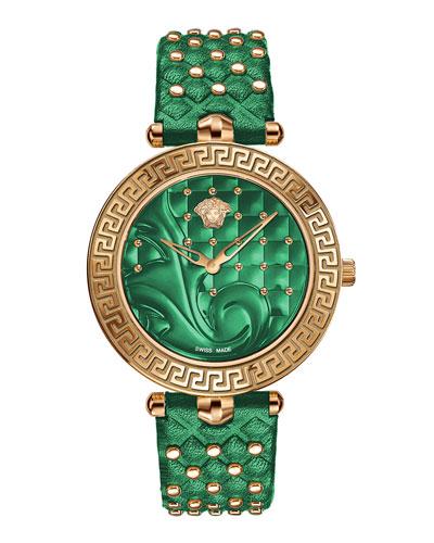 40mm Vanitas Watch W/ Studded Leather
