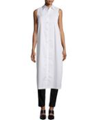 Sleeveless Long Split-back Poplin