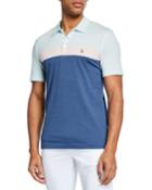 Men's Short-sleeve Colorblocked Striped Polo