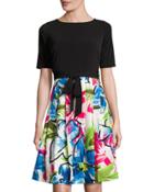 Fit-and-flare Tie-waist Dress, White