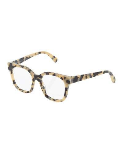 Square Chain-trim Tortoise Acetate Optical Glasses