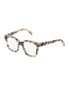 Square Chain-trim Tortoise Acetate Optical Glasses