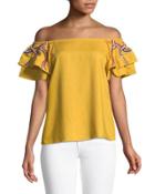 Tiered-sleeve Off-the-shoulder Blouse