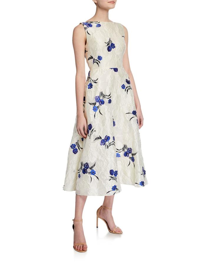 Floral Jacquard Boat-neck Full