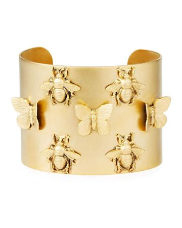 3d Bee & Butterfly Large Cuff Bracelet