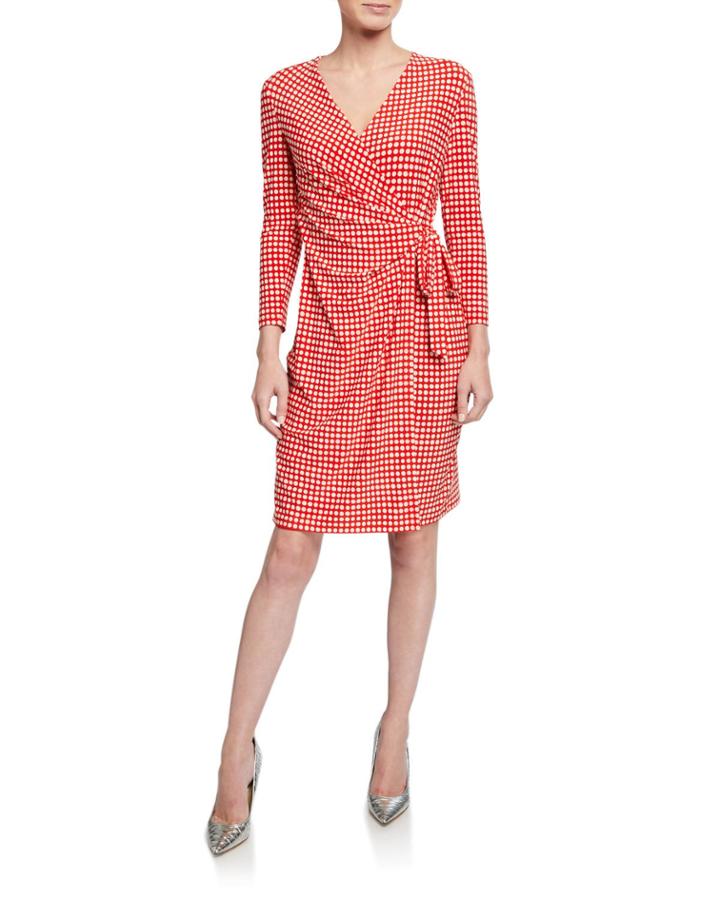 Pearly Dot Print Wrap Dress