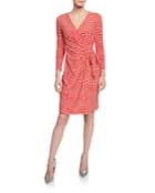 Pearly Dot Print Wrap Dress