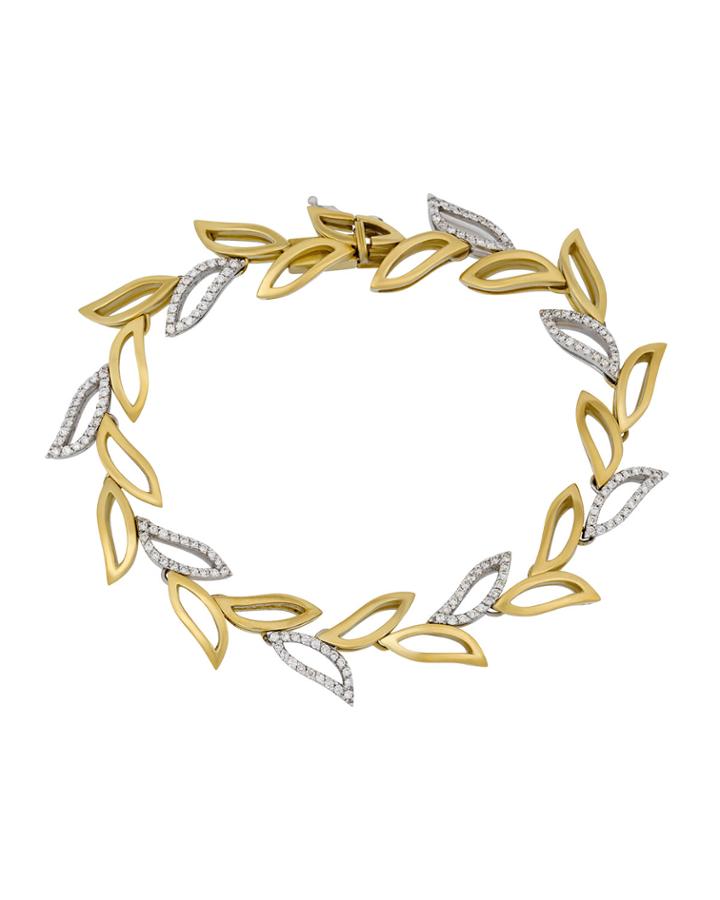 18k Yellow Gold Diamond-leaf Bracelet
