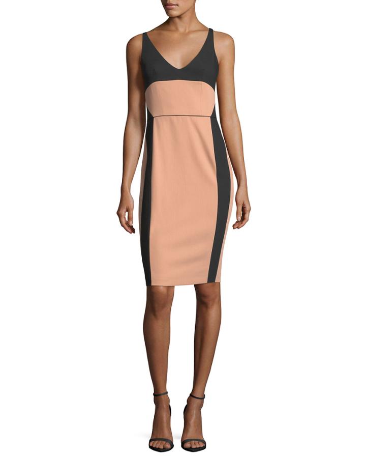 Bicolor Scoop-neck Sleeveless Dress