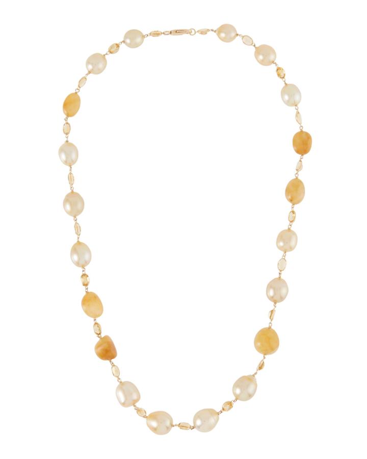 18k Citrine, Sapphire & Pearl Necklace