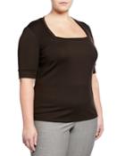 Plus Size Square-neck Knit Tee