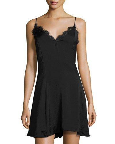 Akila Lace-trim Slip Dress, Black