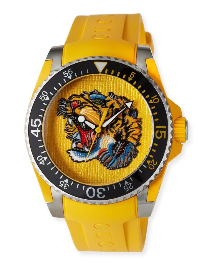 Men's 40mm Dive Tiger Watch W/ Rubber