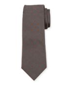 Dot-pattern Silk Tie, Blue/camel