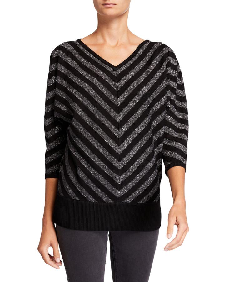 Mitered Stripe 3/4 Dolman-sleeve