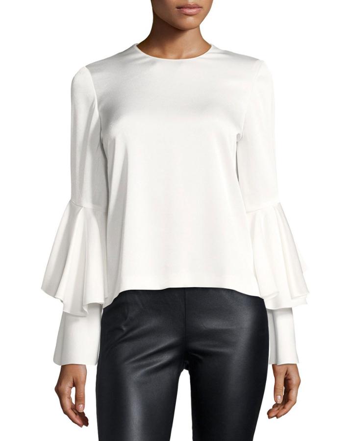 Flare-sleeve Crepe Top