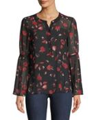 Floating Petals Bell-sleeve Blouse