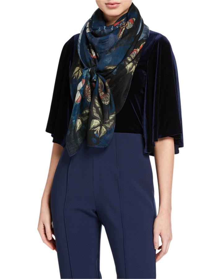 Butterfly Printed Cashmere-silk