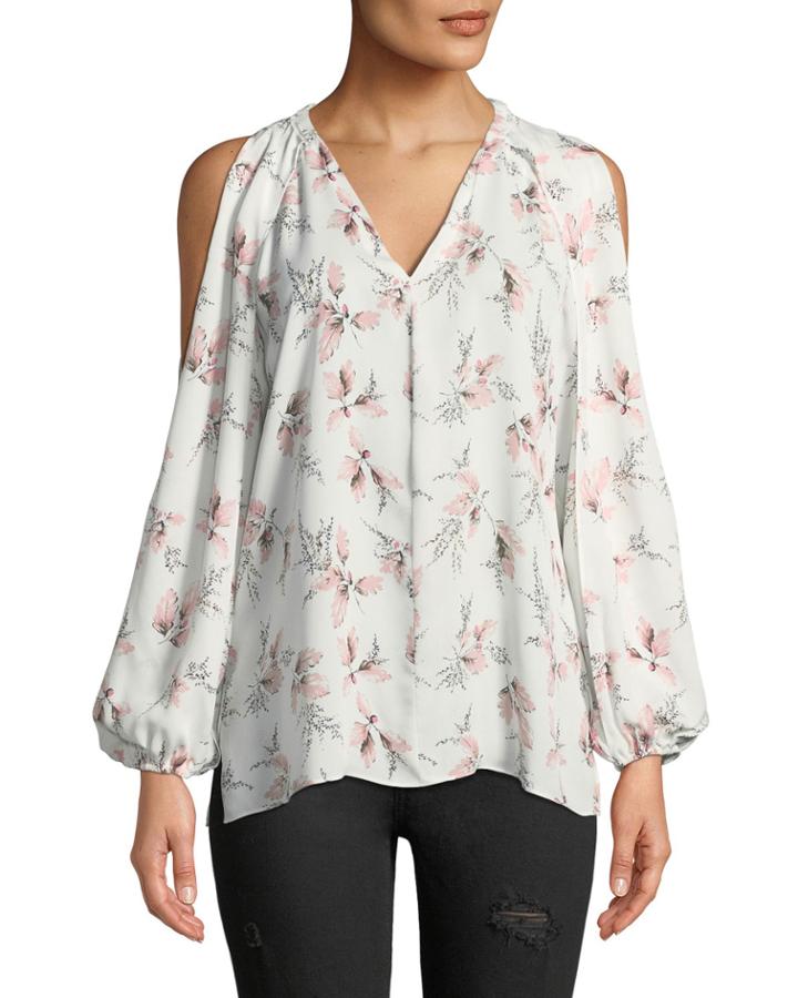 Addie Floral-print Cold-shoulder Blouse
